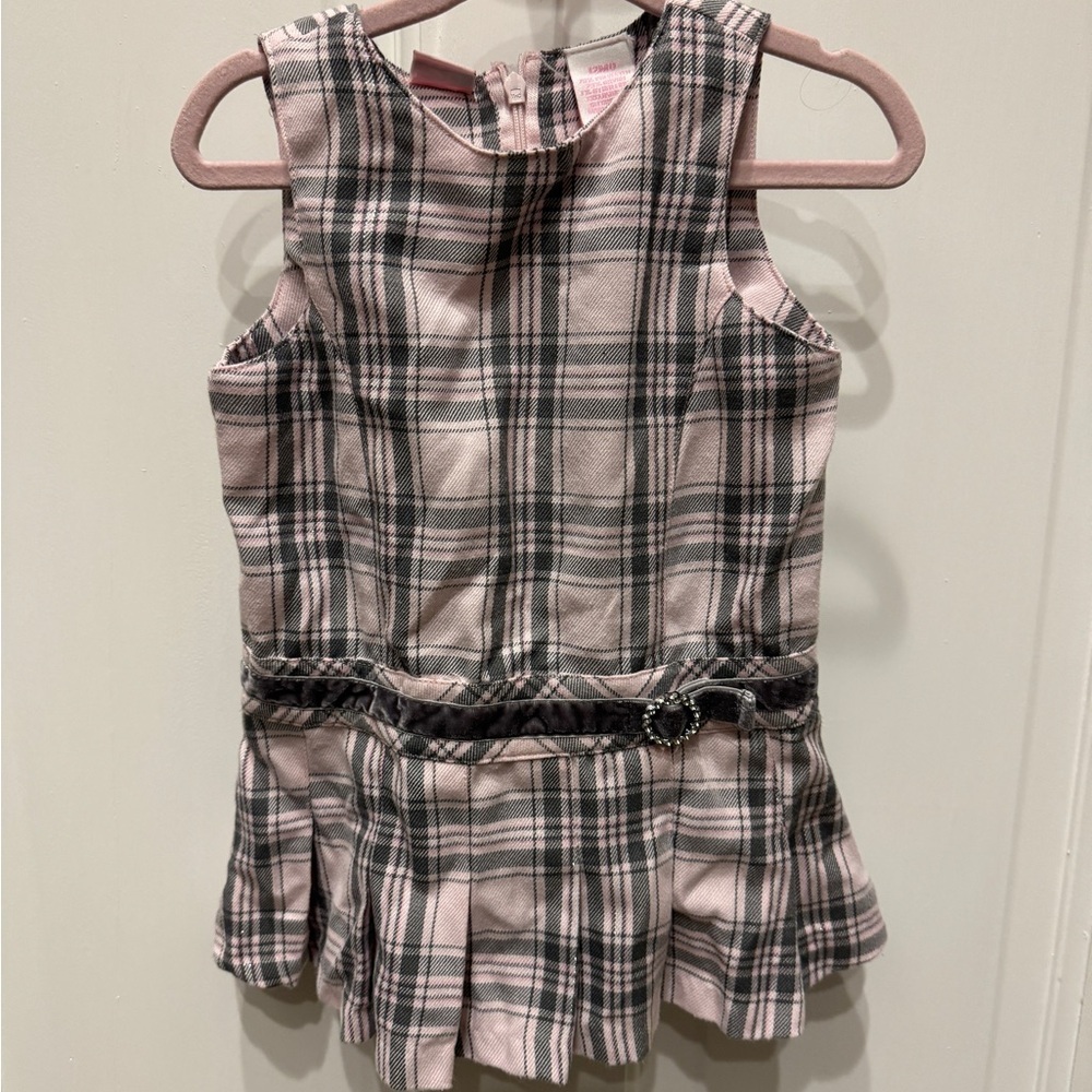 NWOT Cuddle Bear 12M Pink and Black Burberry and Clueless Looking Girls Dress